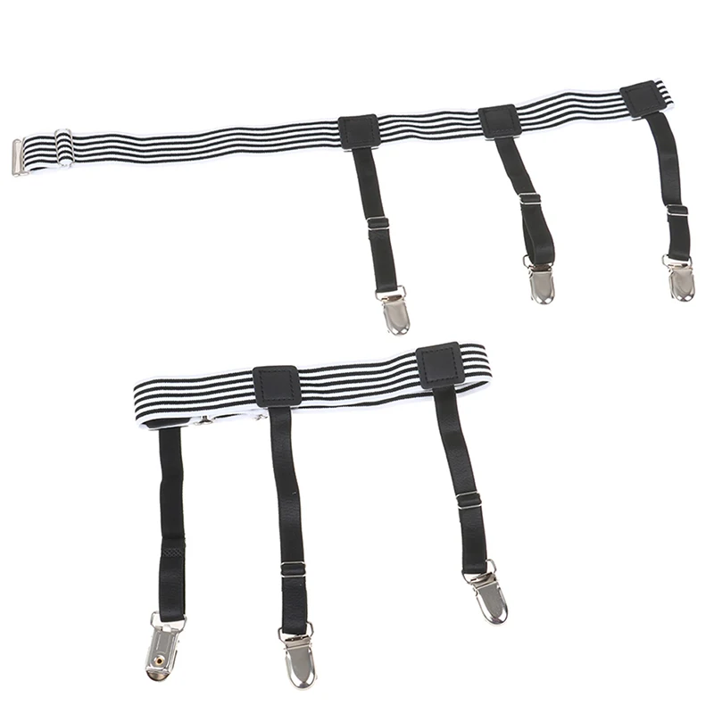 

2 Pcs/pair Men Shirt Stays Belt with Non-slip Locking Clips Keep Shirt Tucked Leg Thigh Suspender Garters Strap