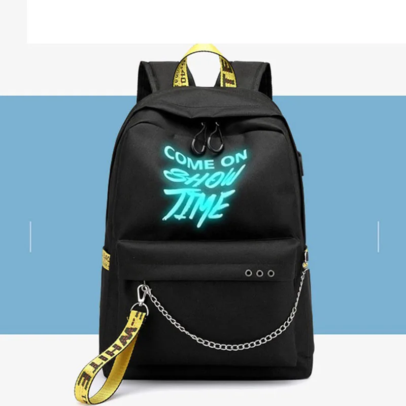 Фосфоресцирующие школьные сумки с буквами, водонепроницаемый рюкзак с цепочкой, школьные сумки, детские школьные сумки с usb-зарядкой, школь...