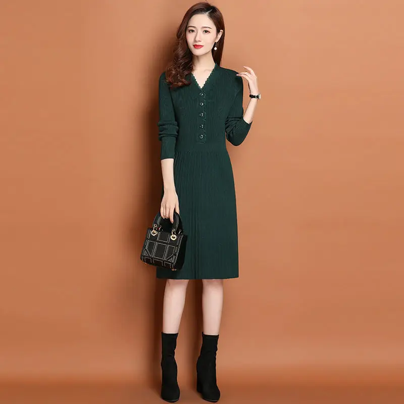 

Autumn Winter New Overknee Sweater Shirt Dress Long Knitted Dress for Women Dresses for Women Vestido De Mujer