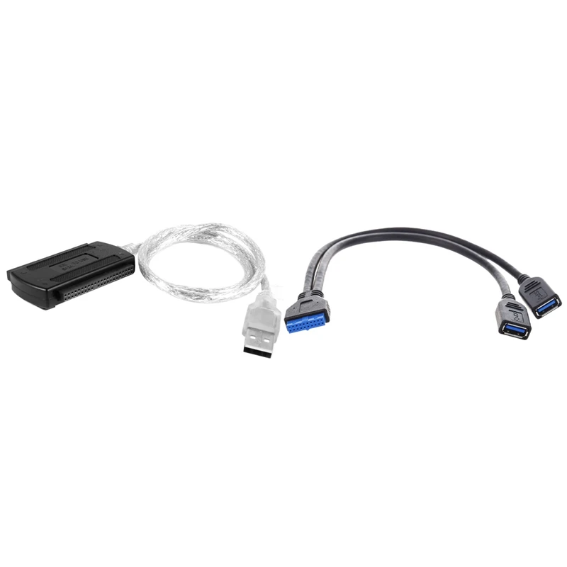 

Кабель с двумя портами USB 3,0 «Мама» на 20-контактный разъем с ПК USB 2,0 на SATA IDE 40-контактный Кабель-адаптер