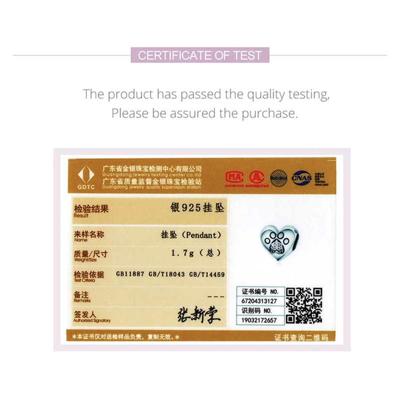 

Crystal Paw Charm Silver 925 Heart Charms Beads for DIY Original Animal Pet Bracelet Birthday Christmas Mom Friends Gifts