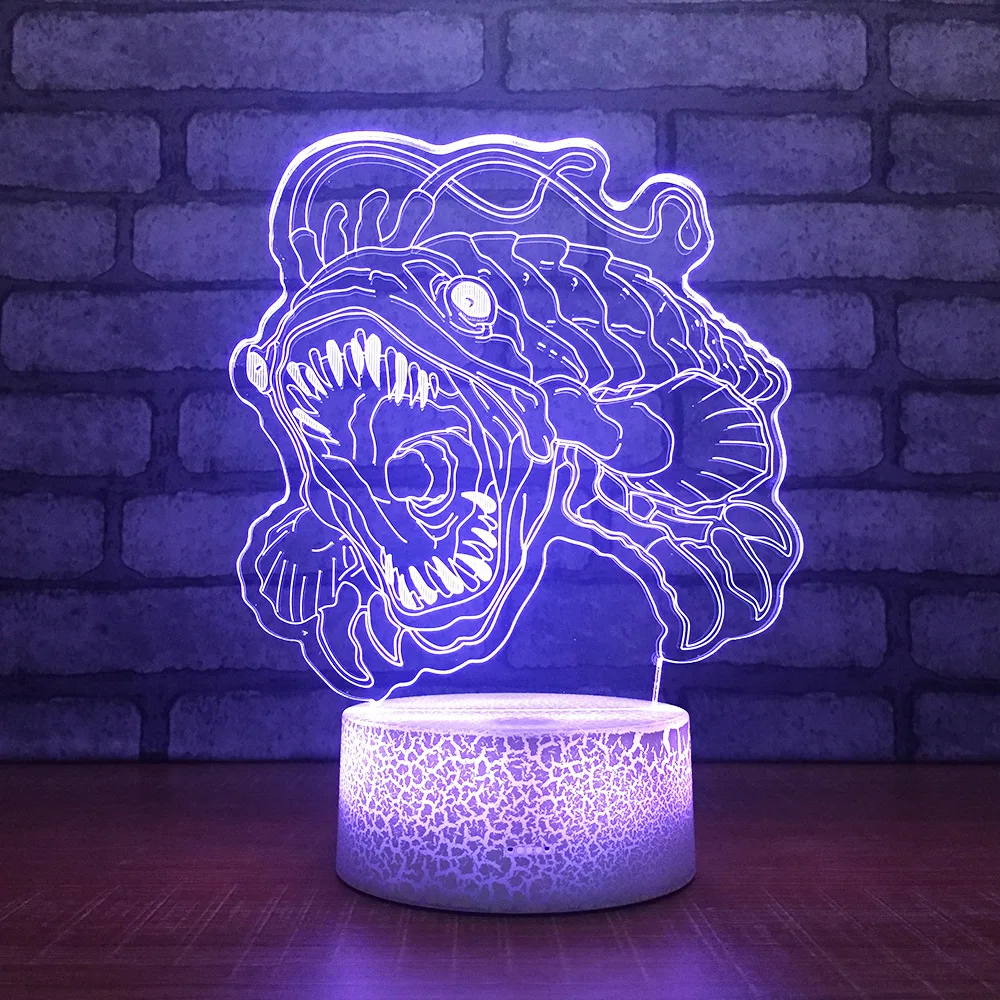 Яркая Цветная лампа piranha7 3d Визуальный светодиодный ночник для детей сенсорный
