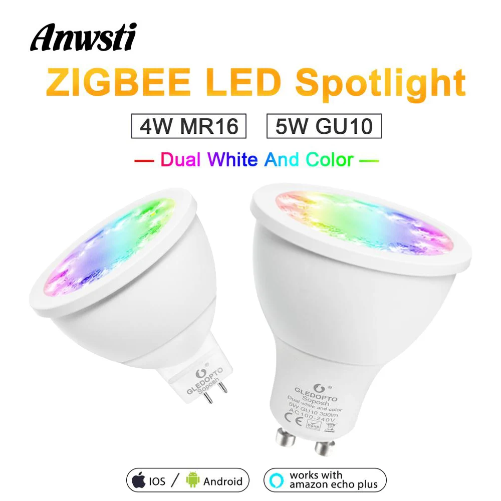 Умный Светодиодный точечный светильник GU10 MR16 RGBCCT в 110 В 220 4 Вт 5 Zigbee 3 0 светодиодная