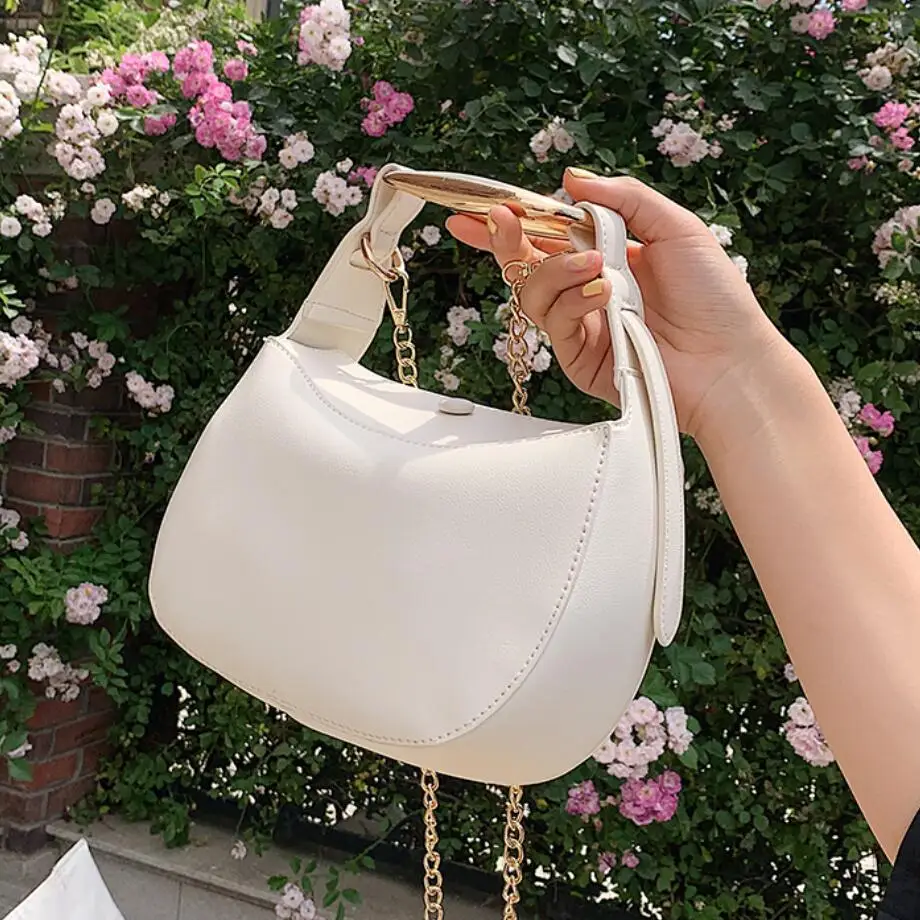 

Solid color Small Tote Saddle Bag 2021 Summer New PU Leather Women's Designer Handbag Luxury brand Shoulder Messenger Bag Purses