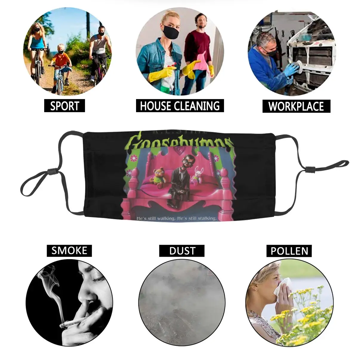 

Goosebumps Night Of The Living Reusable Mouth Face Mask Monster Anti Haze Anti Dust Protection Cover Respirator Mouth Muffle