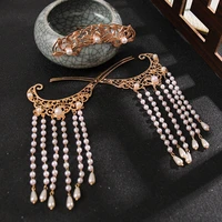 retro pearl tassel hairpins set with crown chinese style cute vintage headdress hanfu clothing accessories for girls ml
