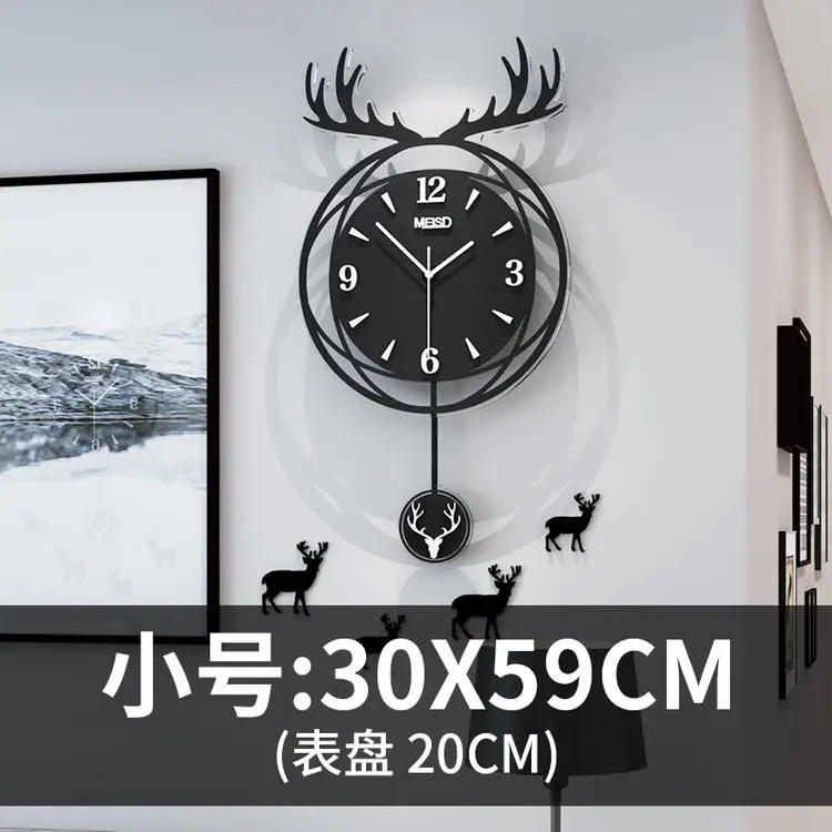 

Antlers Black Wall Clock Modern Design Living Room Art Wall Clock Luxury Creative Orologio Da Parete Home Decoration 50WC