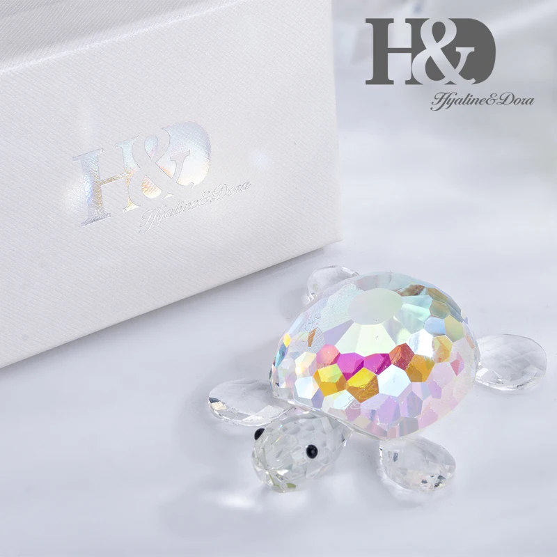 

H&D Crystal Turtle Miniature Figurines Gift Exquisite Tortoise Wedding Home Decor Accessioes Girls Glass Craft For Fairy Garden