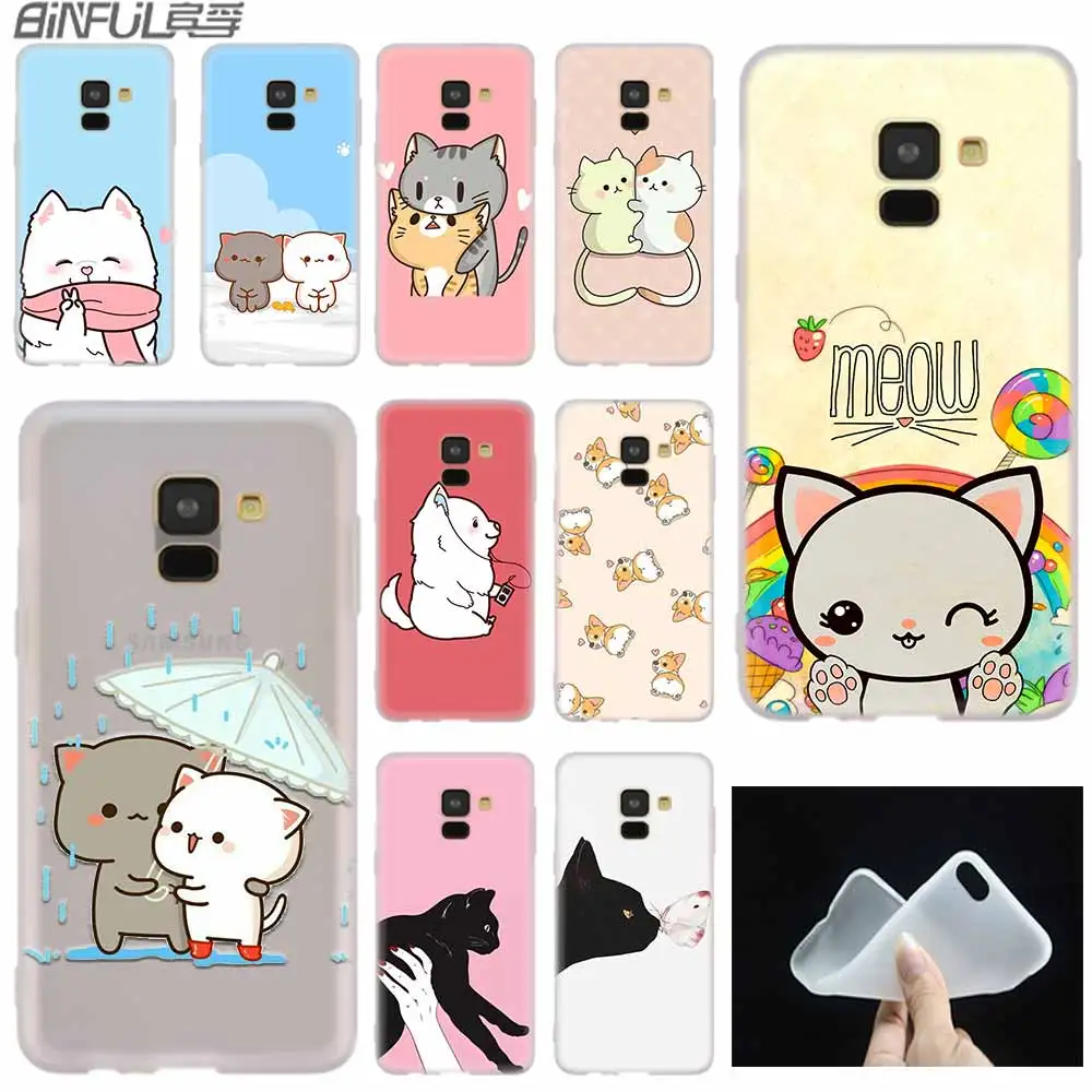 Kawaii Molang мультфильм аниме собака Кот чехол силиконовый для Samsung A6 A8 A7 A5 A3 Plus 2018 2017 2016