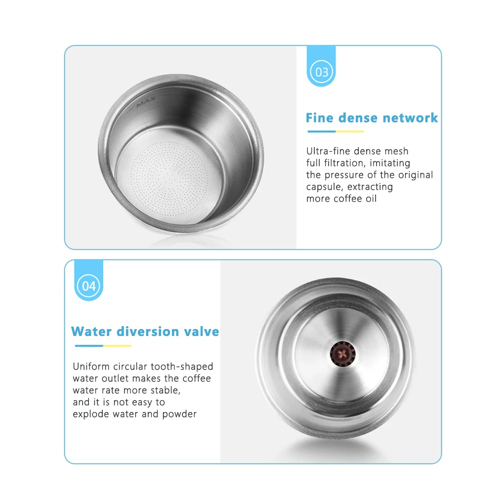 

Coffee Pod Stainless Steel Refillable Coffee Cup Pod with Brush and Spoon Replacement for DOLCE GUSTO 2021 new