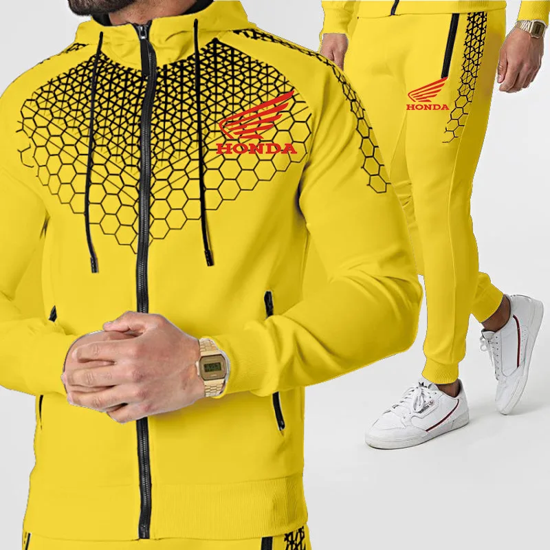 

2021 new football team uniform zipper hoodie + pants two-piece casual sportswear men's sportswear brand clothing sportswear
