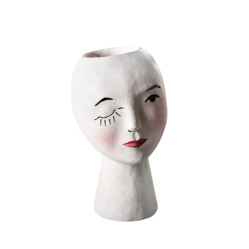 

Nordic Creative Resin Human Head Vase Art Flower Arrangement Doll Sculpture Flower Pot Potted Plant Home Garden Decoration R2286