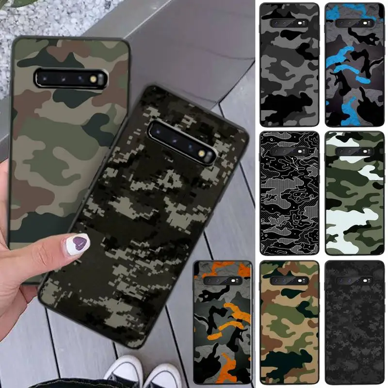 Военный Камуфляжный мягкий силиконовый черный чехол для телефона Samsung S5 6 7 8 9 10 S8 S9