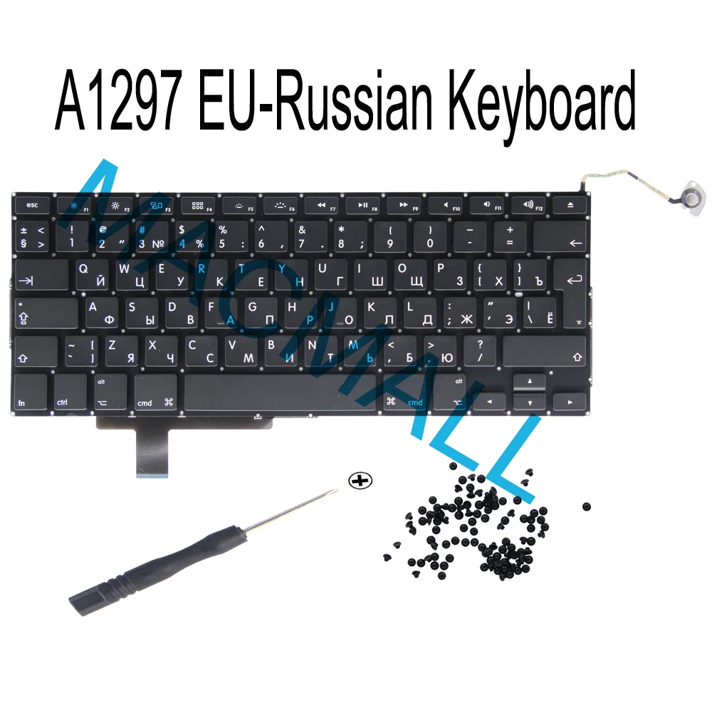 

New For Macbook Pro 17" A1297 Replacement RU EU-Russian Keyboard + Screws 2009 2010 2011 2012 Year