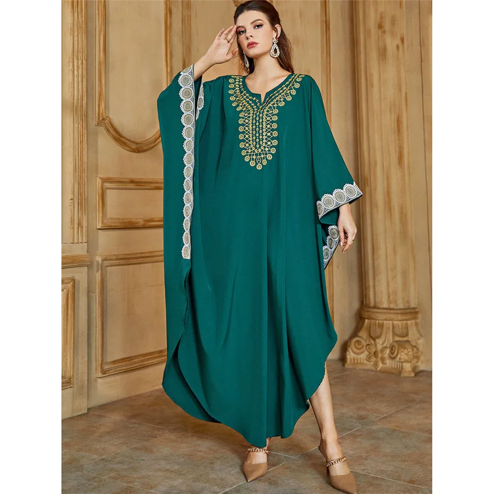 

Abayas Muslim Women Kaftan Arabic Ramadan Long Dress Casual Loose Islamic Maxi Robe Batwing Sleeve Jilbab Ramadan Eid Mubarak