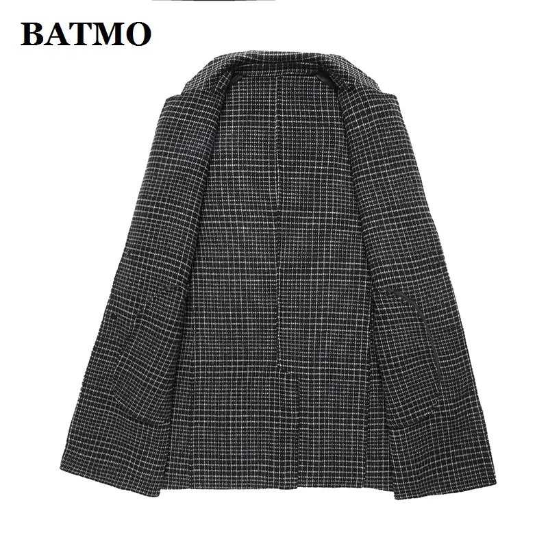 BATMO 2020 Новое поступление осенний шерстяной клетчатый Повседневный Тренч для