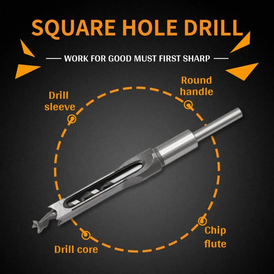 

Drill Bits Woodworking Bit 1 Pcs 14mm Alloy Steel Square Hole Saw Mortise Chisel Wood Drill Bit with Twist Drill