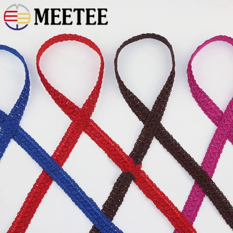 Meetee 15 метров мм Полиэстеровая плетеная тесьма с кружевной отделкой декоративная