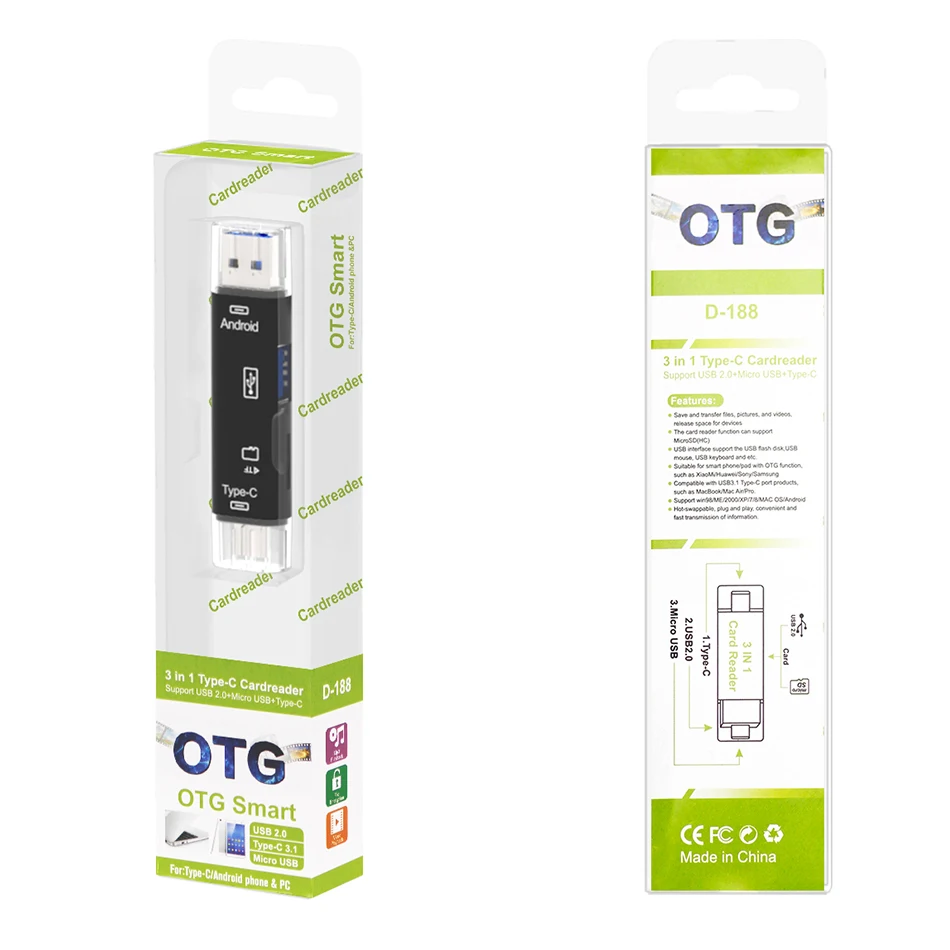 Кардридер высокоскоростной OTG Type C адаптер мини кардридер для Micro SD/TF/Microsd