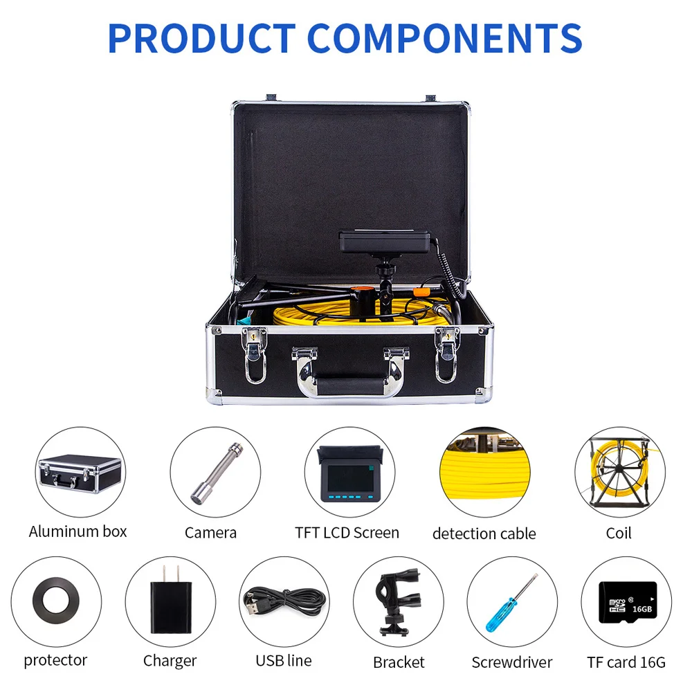 Камера для обследования труб фотоэндоскоп сточных вод 3 5-дюймовый ЖК-дисплей 17 мм