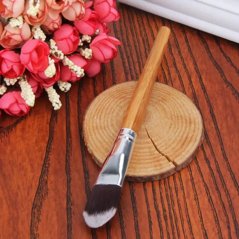 Facial Mask Brush Portable Cosmetic Tool Makeup Foundation Fiber Hair Bamboo Handle Powder Concealer Face | Красота и здоровье