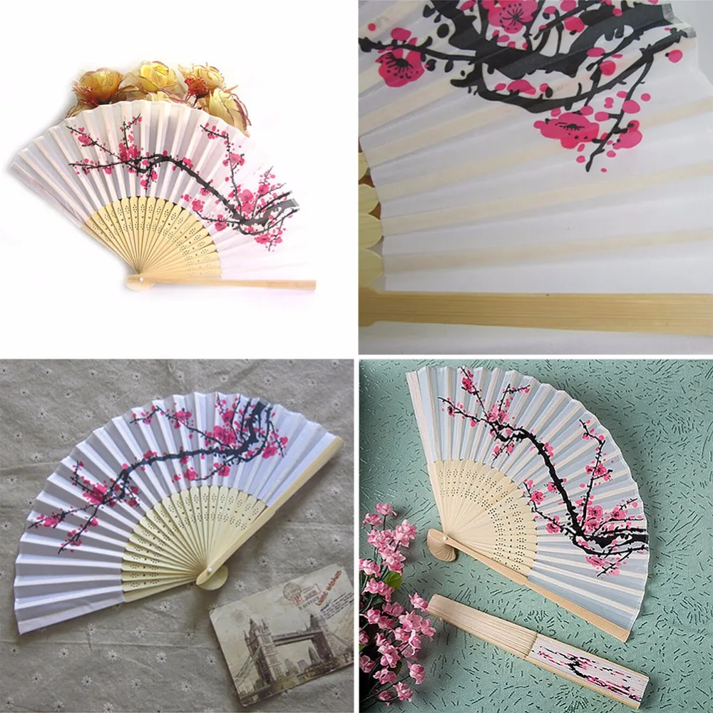 Красивый китайский Шелковый бамбуковый ручной складной веер для танцев на