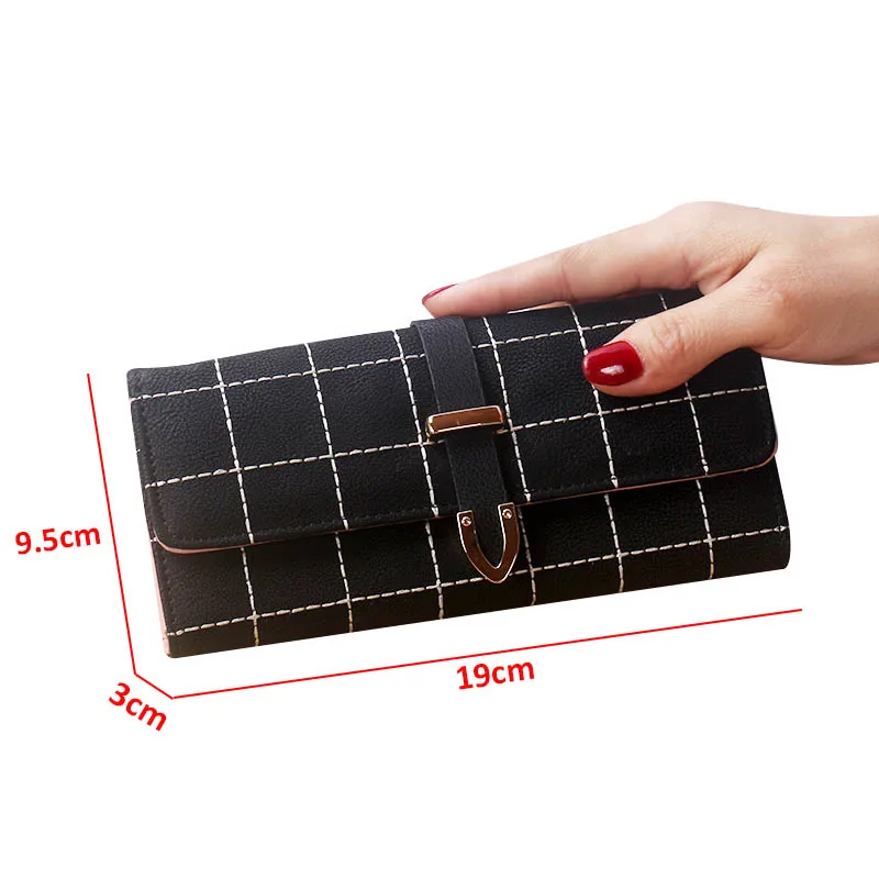 

New Fashion Long Wallets For Women Matte Leather Luxury Brand Lady Lattice Purse Coin Money Clip Female Card Holder Clutch Bag
