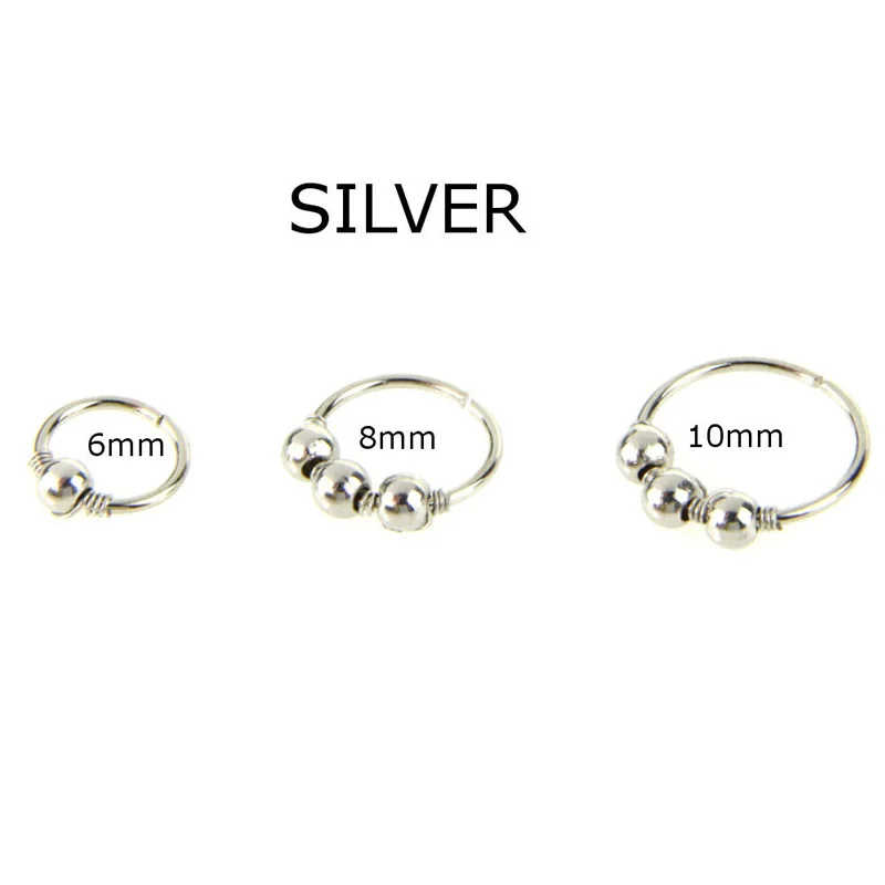 10mm Steel 1 шт. модные ретро круглые бусины кольцо для носа серьга для носа пирсинг для пупка 6 мм 8 мм 10 мм ювелирные изделия серьги картилидж подарок - Окраска металла: 10mm Steel