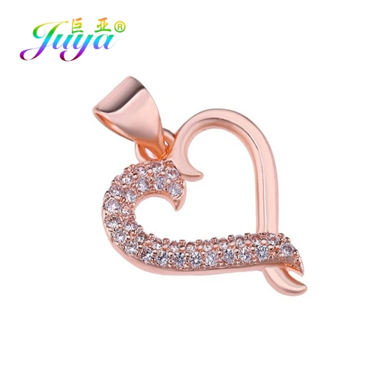 Juya Micro Pave Циркон золото/серебро/розовое золото Любовь Подвеска в виде сердца поставки для женщин модные ювелирные изделия