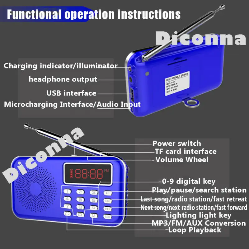 4 цвета Мини Портативный ЖК цифровой fm радиоприемник динамик USB Micro SD TF карта MP3