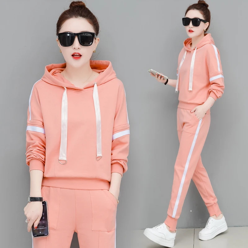 

Tracksuit For Women suits Outfits 2 piece set Striped hoodies pants suit plus size large Loose Matching sportsuit Clothing