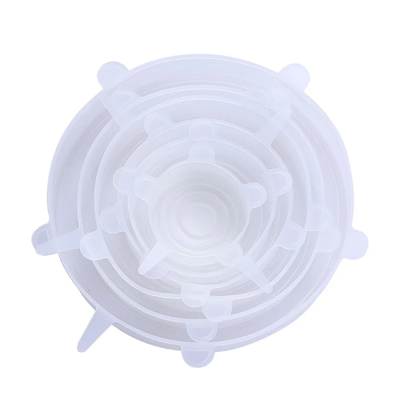 

6pcs Stretchable Silicone Lids Reusable Universal Food lids Cover Kitchen Washable Silicone Food Wrap Food Fresh Keeping Lids