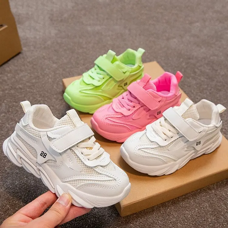 

Кроссовки детские, зеленые, сетчатые, 2021, От 3 до 12 лет