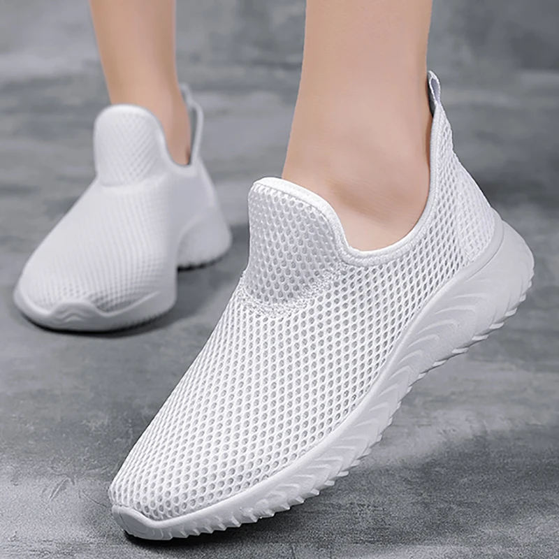 

Summer Women Sneakers Vulcanize Shoes Breathable Casual Walking Sneakers Lightweight Slip on Sport Running Shoes for Women 2021