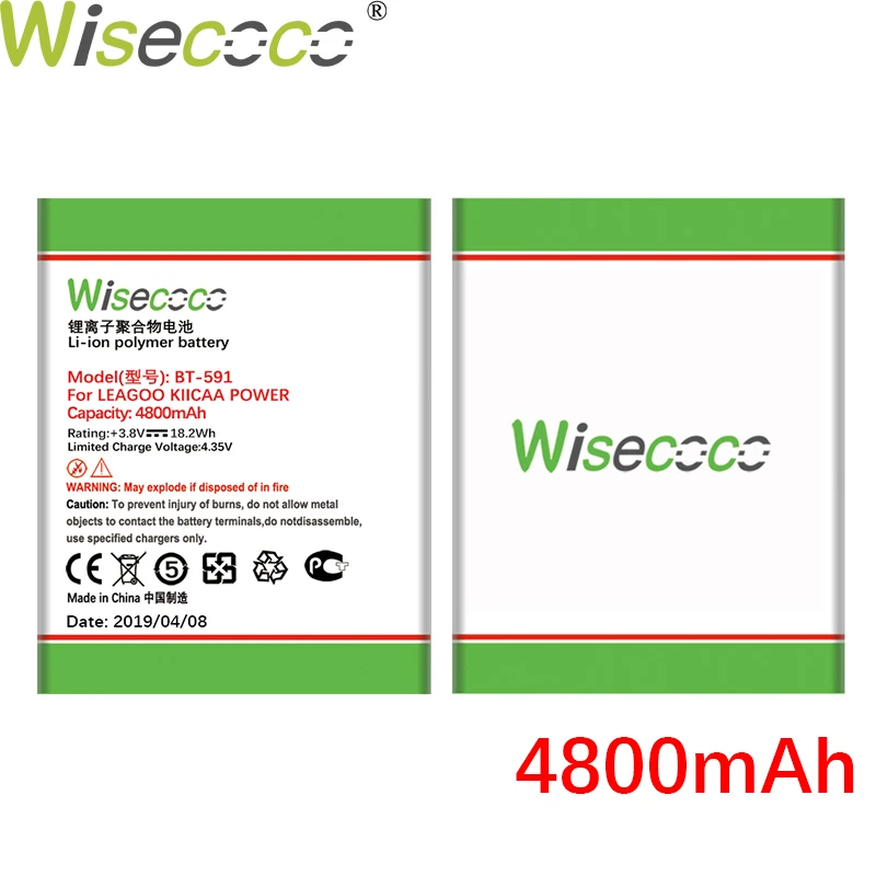 WISECOCO 4800 мАч BT-591 батарея для LEAGOO KIICAA POWER Phone новейшее производство высокое качество батарея+ номер отслеживания