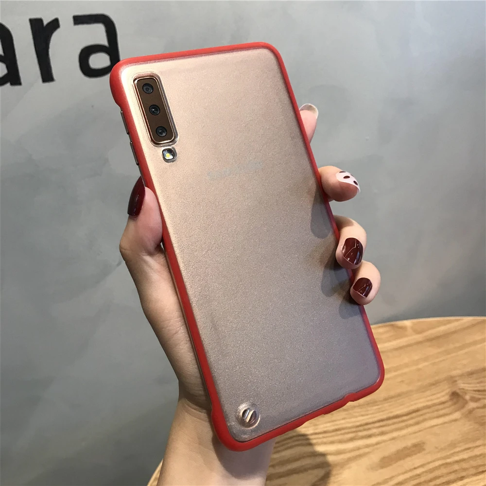Fashion Feel Bumper Frameless TPU + PC Solid Matte Fundas Coque Shell Case For Samsung Galaxy A7 2018 Note 10 Plus S9 S8 Cover |