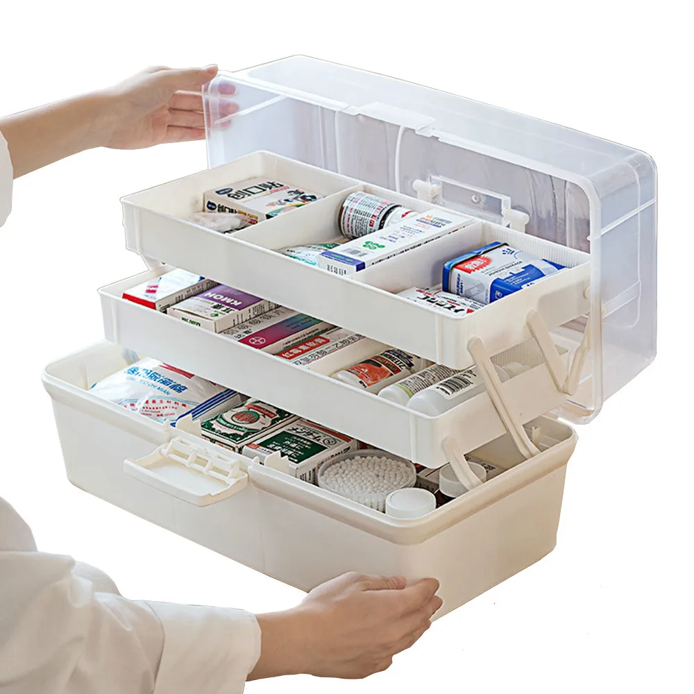 Ящик для хранения лекарств органайзер 3 х уровневый Многофункциональный