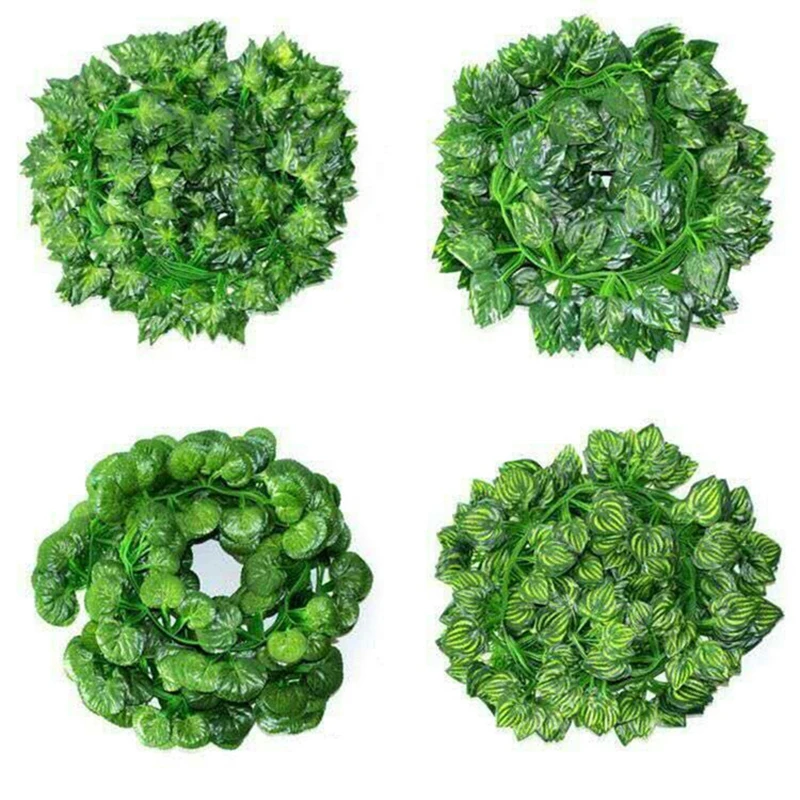 

80pcs Leaf 2.1M Home Decor Artificial Ivy Leaf Garland Plants Vine Fake Foliage Flowers Grape Vine Creeper Green Ivy Wreath