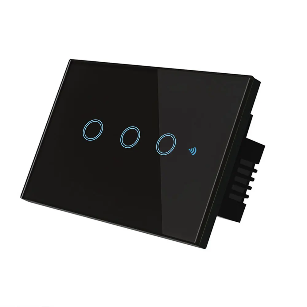 120MM Black WiFi умный настенный сенсорный светильник-переключатель EU/US версия 1 2 3 панель беспроводной пульт дистанционного управления со смартфона с Alexa, 433 МГц RF - Цвет: 120MM Black
