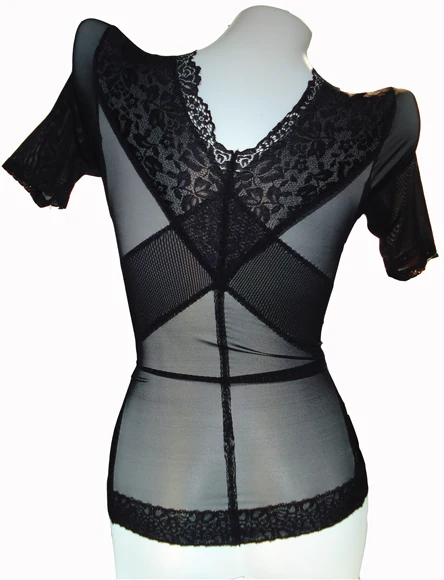 Для женщин корректирующие топы одежда кружевной бюстгальтер короткий рукав тонкий укороченный топ формирователь