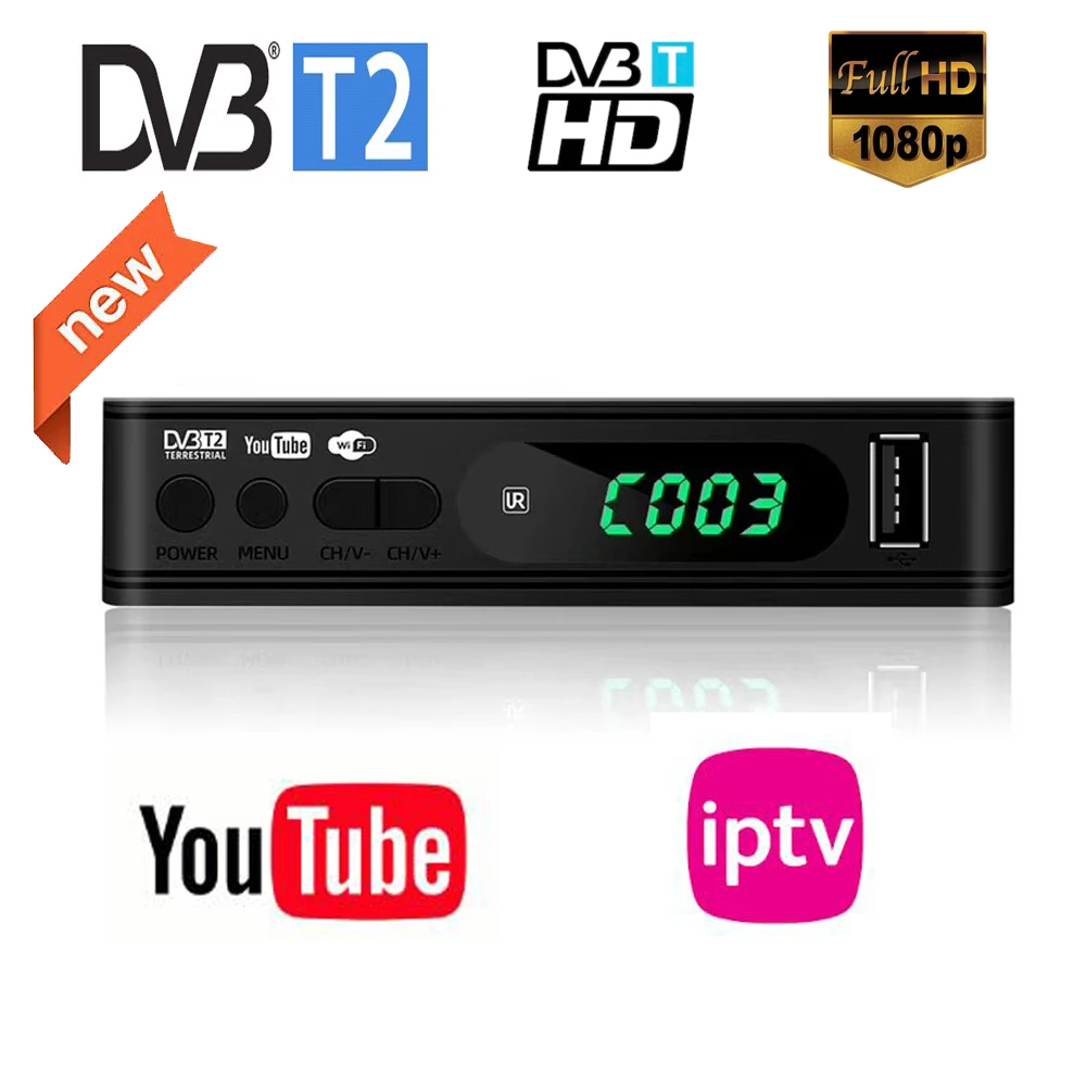 Русский горячая Распродажа HD Dvb T2 TV декодер тюнер приемник Поддержка WIFI Dongle Youtube Ip
