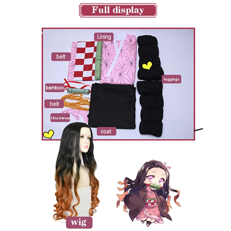 Косплей-костюмы из аниме рассекающий демонов парик для косплея Kimetsu No Yaiba Kamado Nezuko