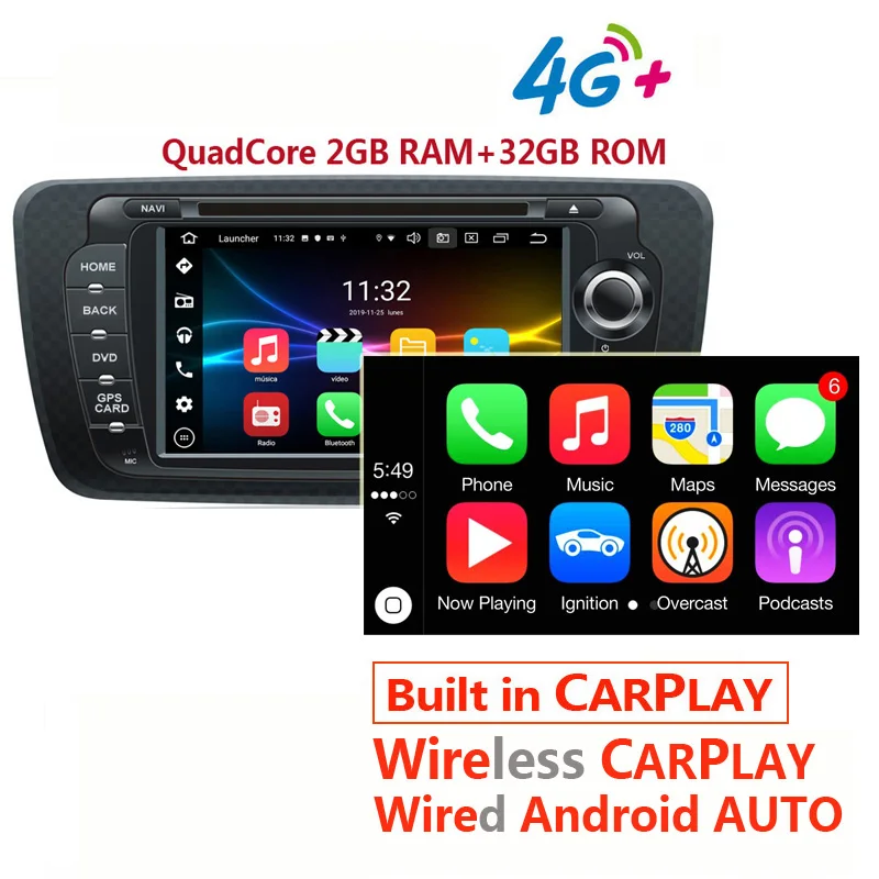 CarPlay радио Android Seat ibiza 6j 2009 2010 2011 2012 2013 2014 2015 2Din CD плеер Авто мультимедиа