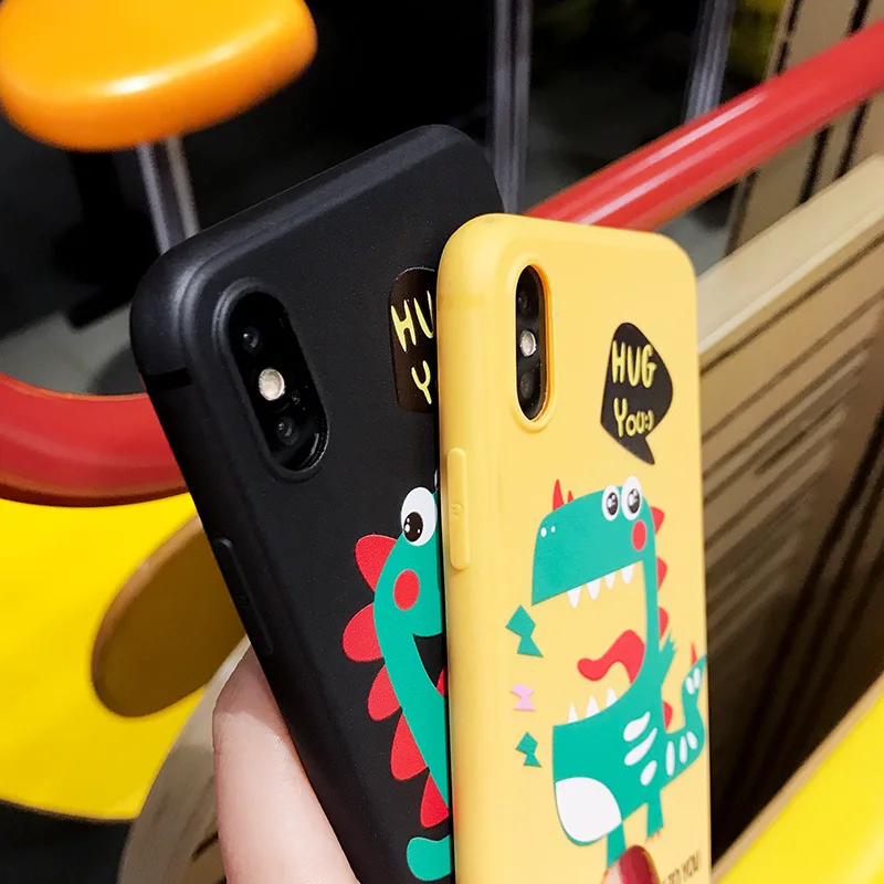 Корейский Kawaii мультяшный динозавр чехол для телефона iphone XR X XS милые иллюстрации