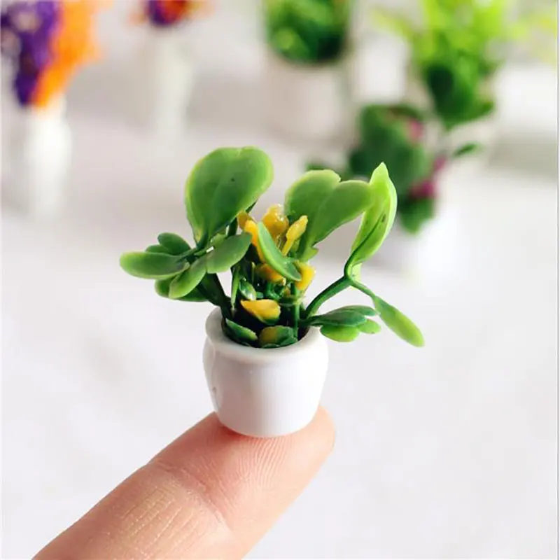 

12PCS Doll House Miniature Flowers Fairy Garden Ornament Mini Potted Plant Flowers Pot Bonsai Model Kids Play