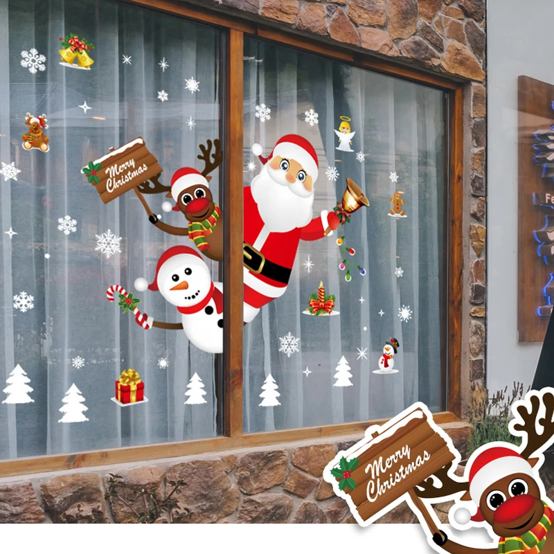 6 стилей оптовая продажа Новогодняя 3D наклейка на дверь водонепроницаемый постер