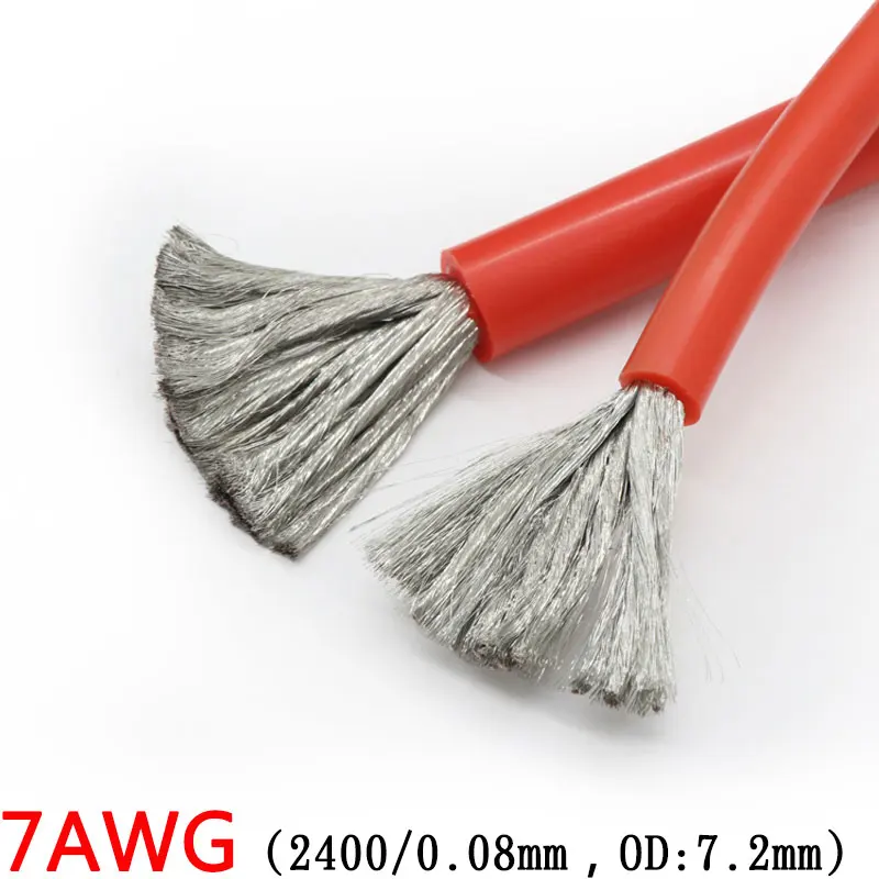 

7AWG Silicone Gel Rubber Wire OD 7.2mm Flexible Cable High Temperature Insulated Copper Ultra Soft Electron DIY Line Colorful