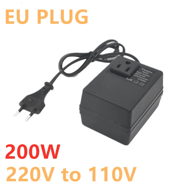 

200W Voltage Converter Transformer 220V To 110V Step Down Travel Portable Household Hotel EU Plug Voltage Transformer Converter