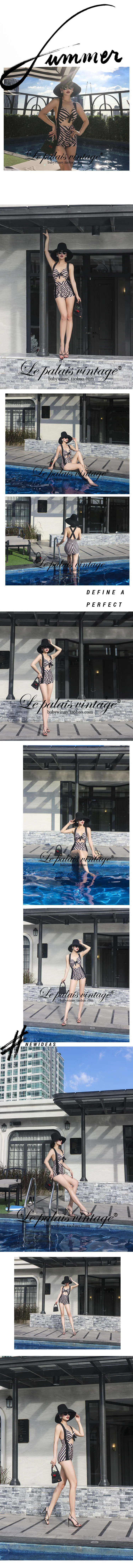 Le Palais Vintage 50s Classic Slim Pink Striped One-piece Swimsuit Women Sexy with Breast Pad Swimwear