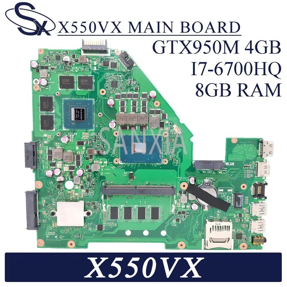 

KEFU X550VX Laptop motherboard for ASUS X550VX X550VQ K550VX X550V FH5900V original mainboard 8GB-RAM I7-6700HQ GTX950M-4GB